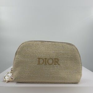 NWT Dior 2024 Beauty Gold glitter holiday zip pouch travel bag luxury gift
